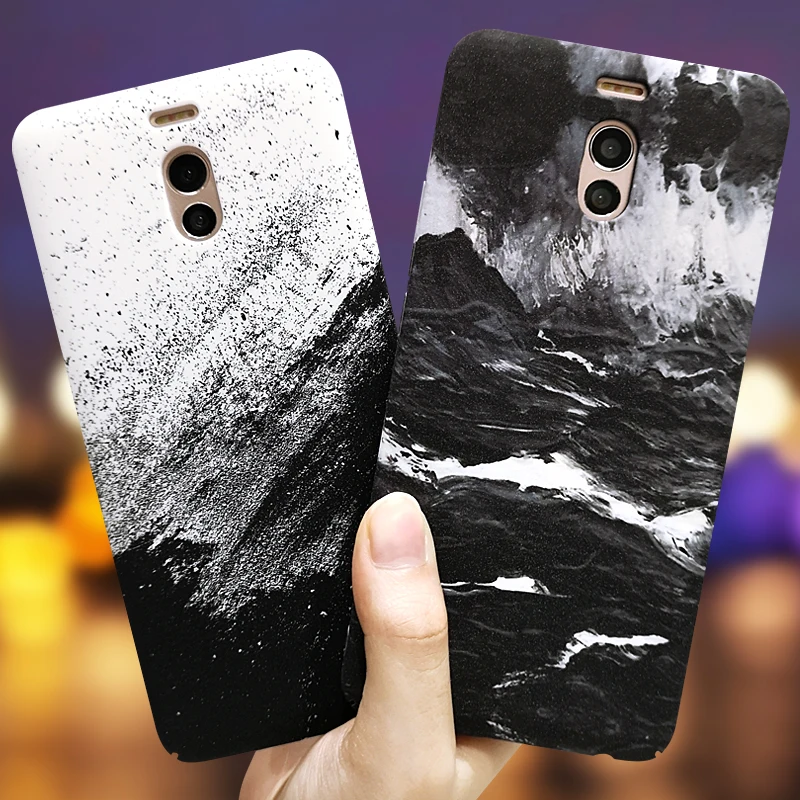 

Simple abstract black and white limestone powder phone case For MEIZU 16TH PLUS 16th 16X 16 X case cover FOR meizu m6 note