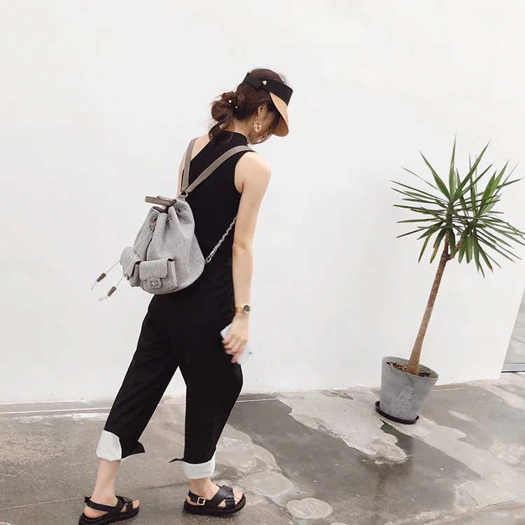

Caker Brand 2019 Women Canvas Bags Fashion 3D School Backpack High Quality Drawstring Chain Travel Backpacks Dropshipping