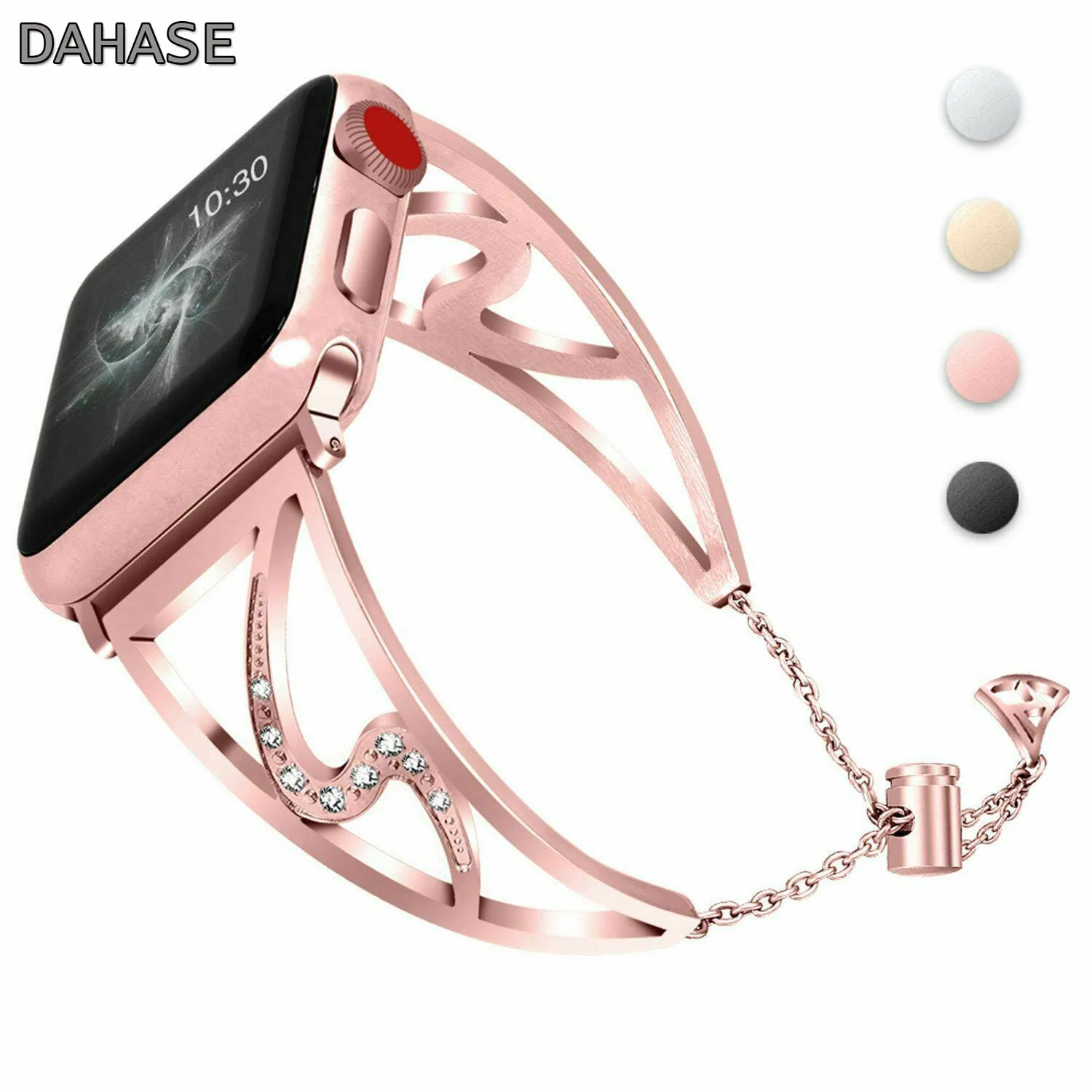 Ремешок из нержавеющей стали для Apple Watch Band 38 мм 42 40 44 браслет со стразами iWatch Series 6 5