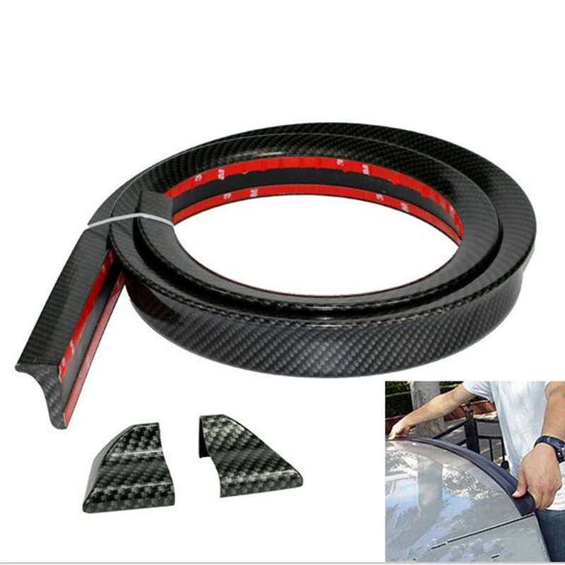 

Universal 1.5 Meters Rubber Carbon Fiber Auto Car Rear Spoiler Trunk lip Wing Car Boky kit Trim for BMW Audi Infinit Q50 Q60 G37