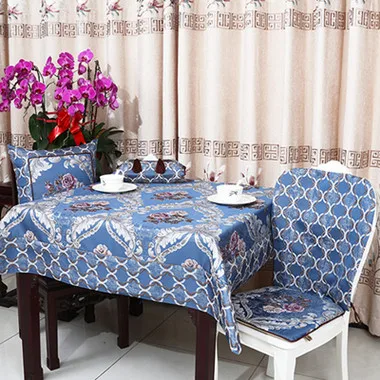 Декоративные Европейский жаккард Роскошная ткань прямоугольная скатерть квадратная скатерть для обеденного стола High End красивые скатерти - Цвет: Тёмно-синий