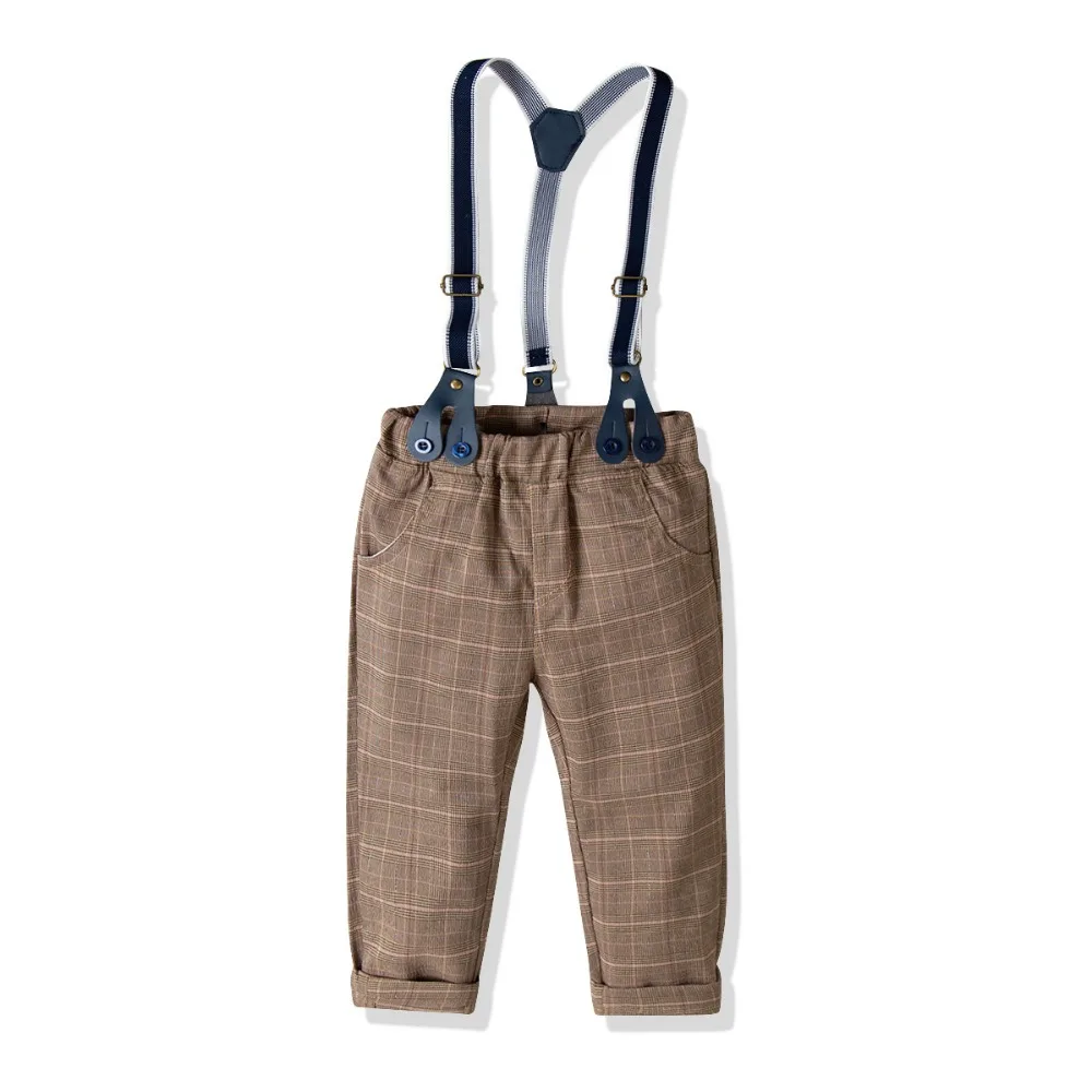 

Retail 2019 Boy plaid Cotton Overalls Spring Summer Fashion Casual Trouser Baby boy Fashion gentleman clothes