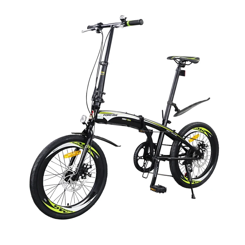 Discount 20 inch 7 Speed Foldable bicycle Unisex Double Disc brake High carbon steel Bow design frame Folding bike 2