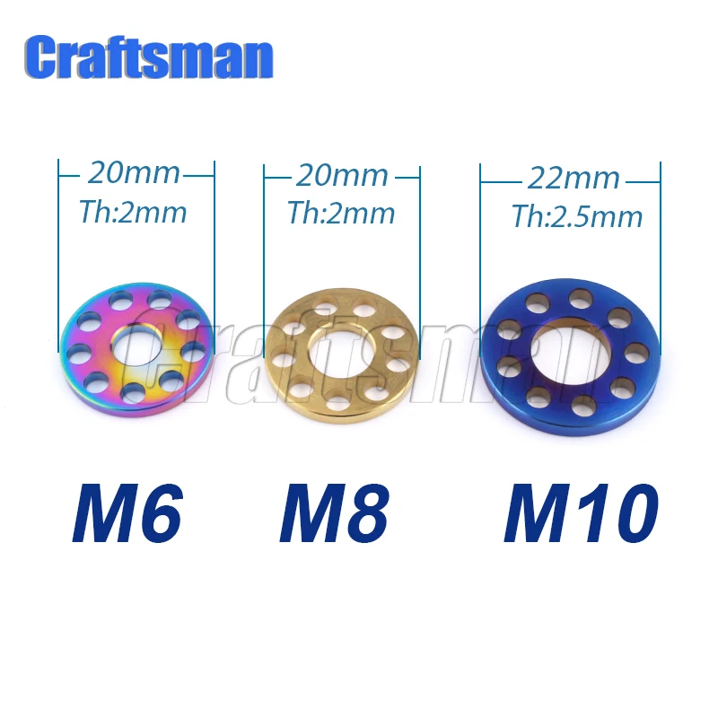 1Pcs Ti Bolt M6 M8 M10 Titanium Drilled Spacer Washer for Motorcycle Modification 9 Holes Washers