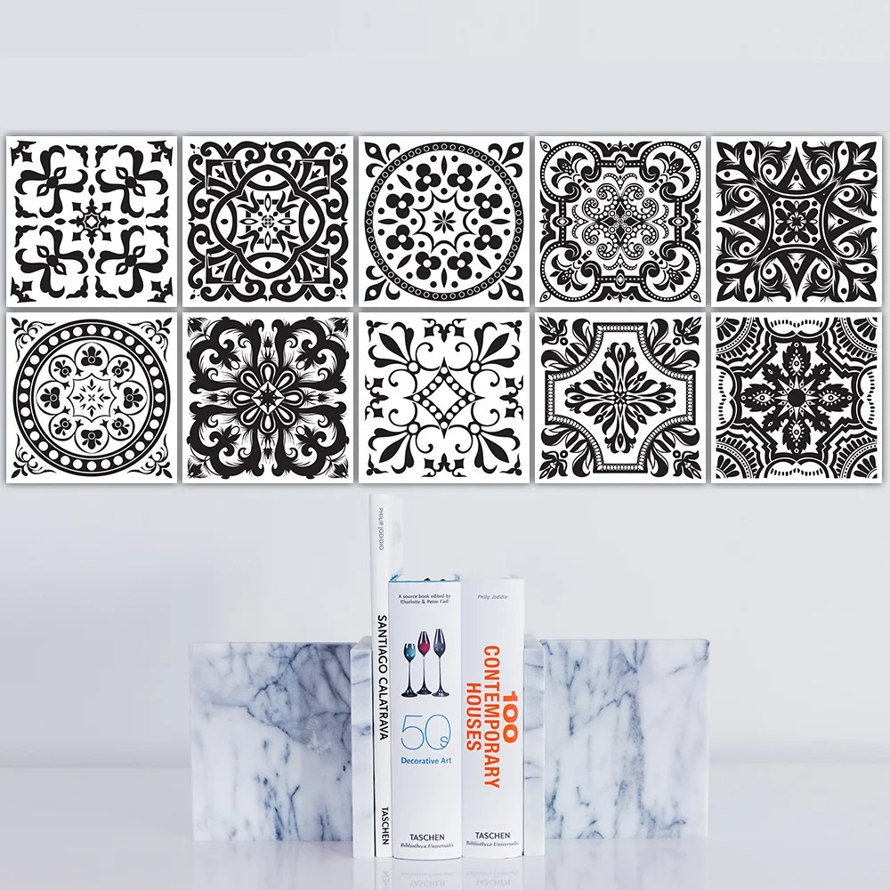 10PCS 20X20CM/PCS Retro Tiles Stickers PVC Bathroom Waterproof Sticker Vintage Home Decor Room Wall Poster Kitchen Wall Stickers