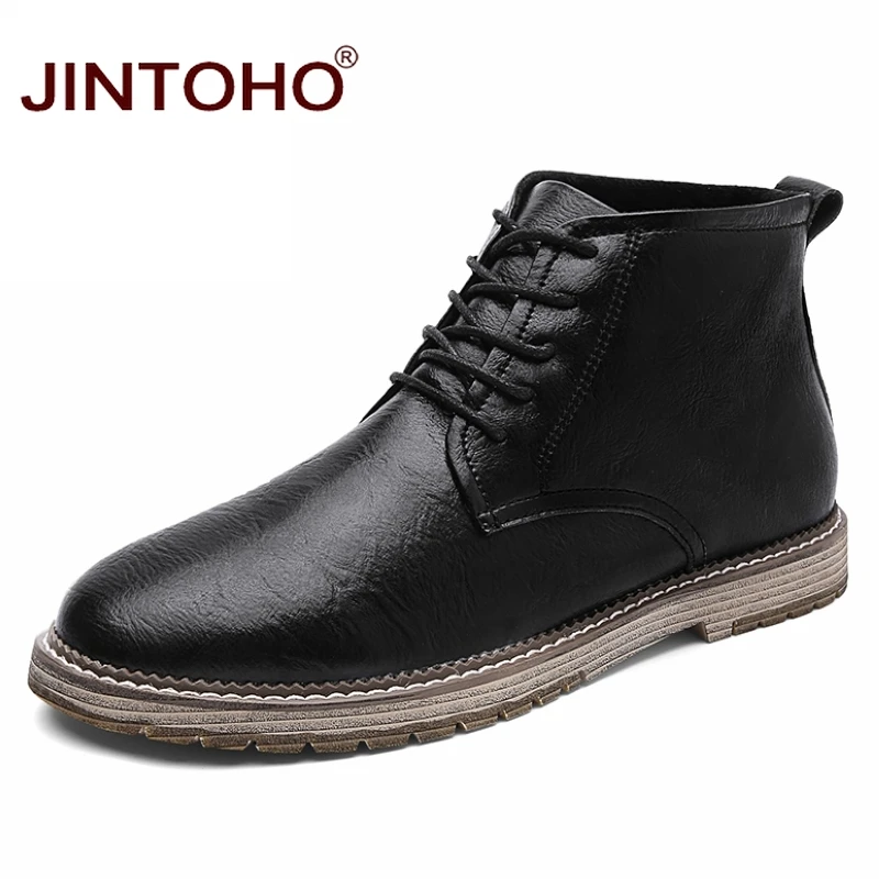 

JINTOHO High Quality Men Leather Boots Fashion Genuine Leather Winter Men Shoes Winter Snow Boots For Men Brand Ankle Male Boots