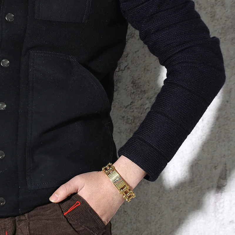 Online Vnox 17,5 MM de ancho pesado de la Biblia de los hombres Cruz bicicleta cadena pulsera de oro tono Acero inoxidable motocicleta bicicleta Braslet masculino joyería