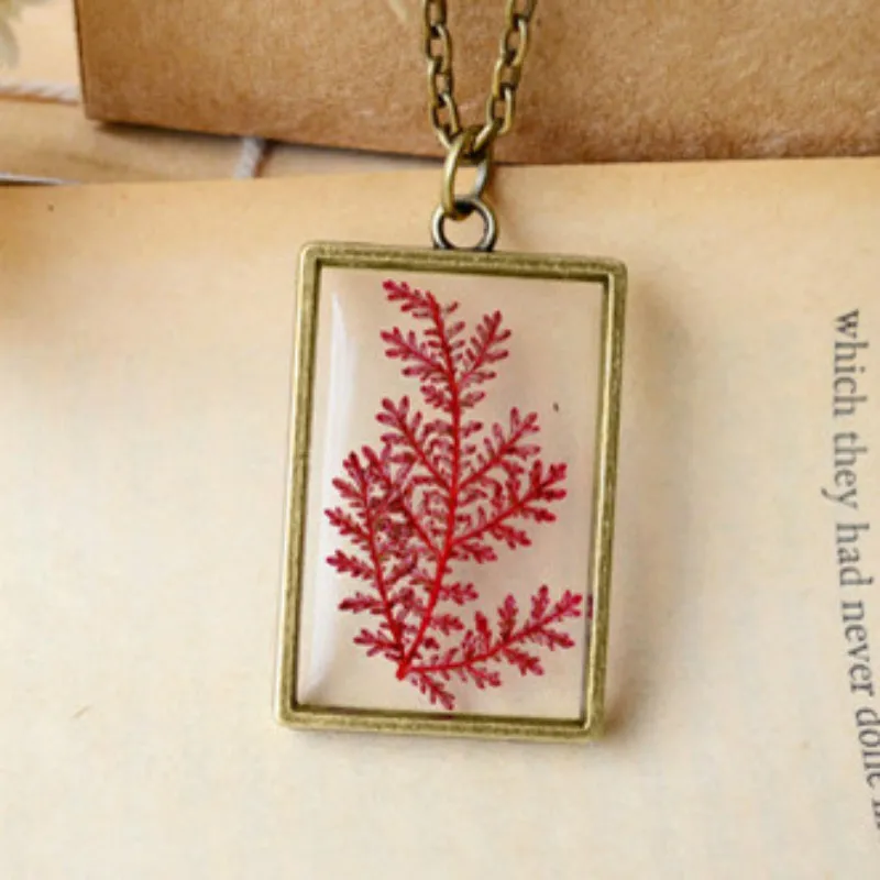 

Flyleaf Original Handmade Natural Fern Dried Flowers Necklaces & Pendants For Women Vintage Style Jewelry Accessories