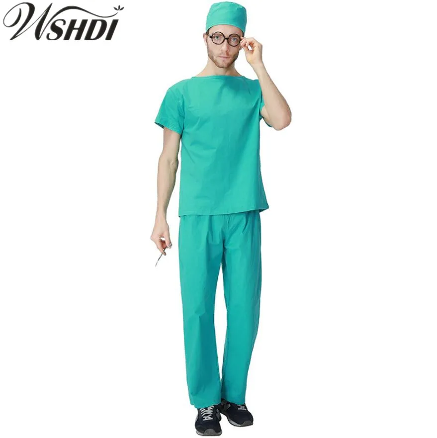 

2019 New Adult Men Nurse Costume Adult Halloween Costume Cosplay Male Medical Work Uniforms