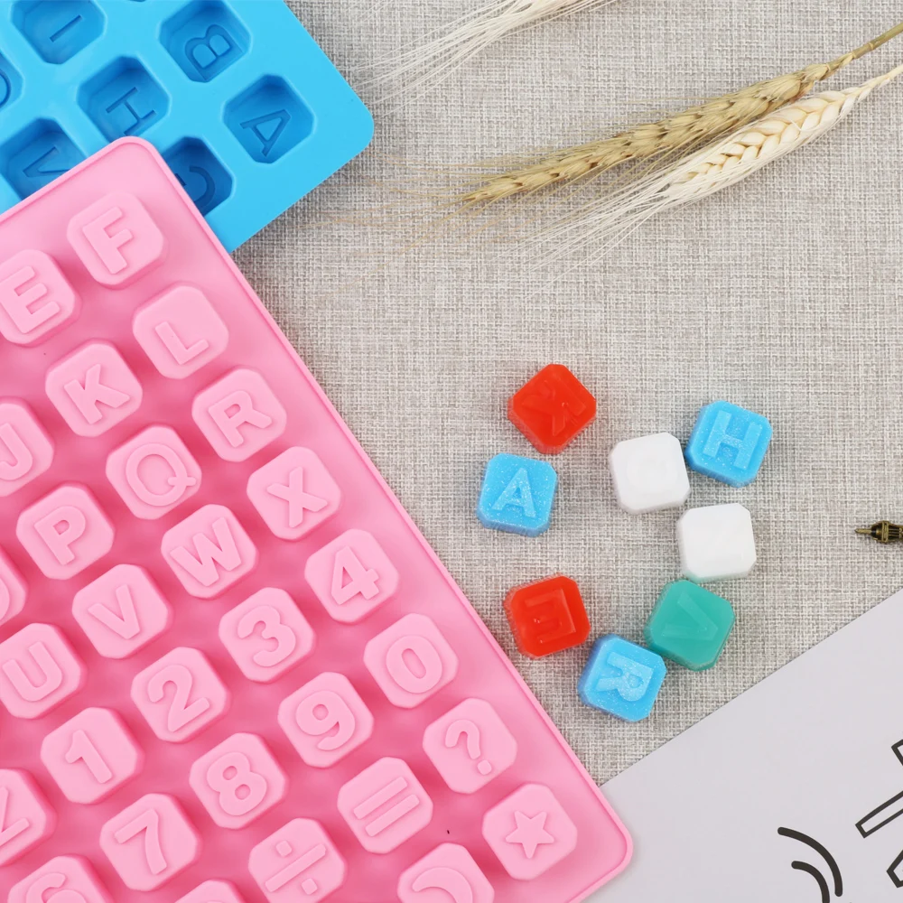 Silicone Chocolate Molds English Letters Number Symbol Alphabet Silica gel Cake Moulds White Block Fondant Cake Decorating Tools