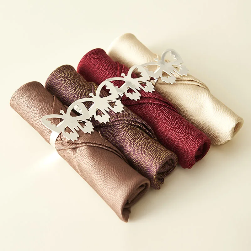 

4pcs/lot 46*46cm Hotel Banquet Polyester Square Table Napkin Wedding Party Decoration Pocket Handkerchief Ceremony Folding Cloth