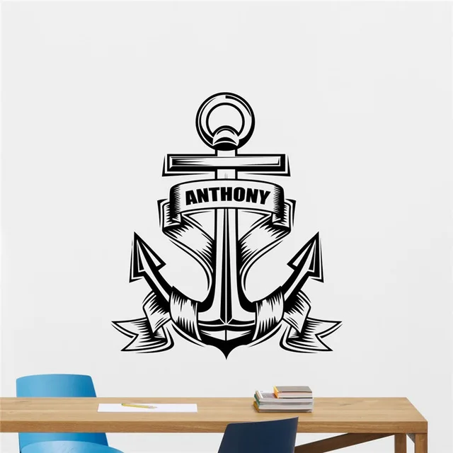Custom Name Anchor Wall Decal Personal Anchor Sea Ocean Personalized
