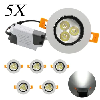 

5X free shipping 3W AC 85-265V spot led Bright Ceiling LED downlight shell white cool warm white light For Home Lighting
