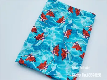 

50*145cm classic Cartoon Mermaid Elasticity knitted Cotton Fabric Child baby Clothes/Diy Handmade Cloth Quilt