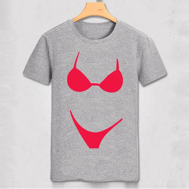 Novel New Fashion Man Cotton T Shirt Funny colors Sexy Bikini printed