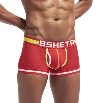 

Sexy Male Boxer Trunks mesh Underpants 2019 New Plain Cotton alphabet slip Erotic Gay Underwear men's boxer shorts cp