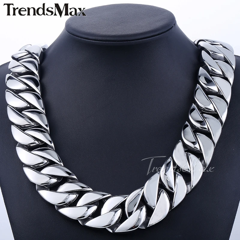 Trendsmax 31 мм супер тяжелая Снаряженная кубинская Мужская цепь для мальчиков