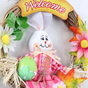 

Easter Bunny Wreath Scarecrow Kindergarten Handmade Color Animals Children Handmade Creative Cute Bunny Yellow Pink
