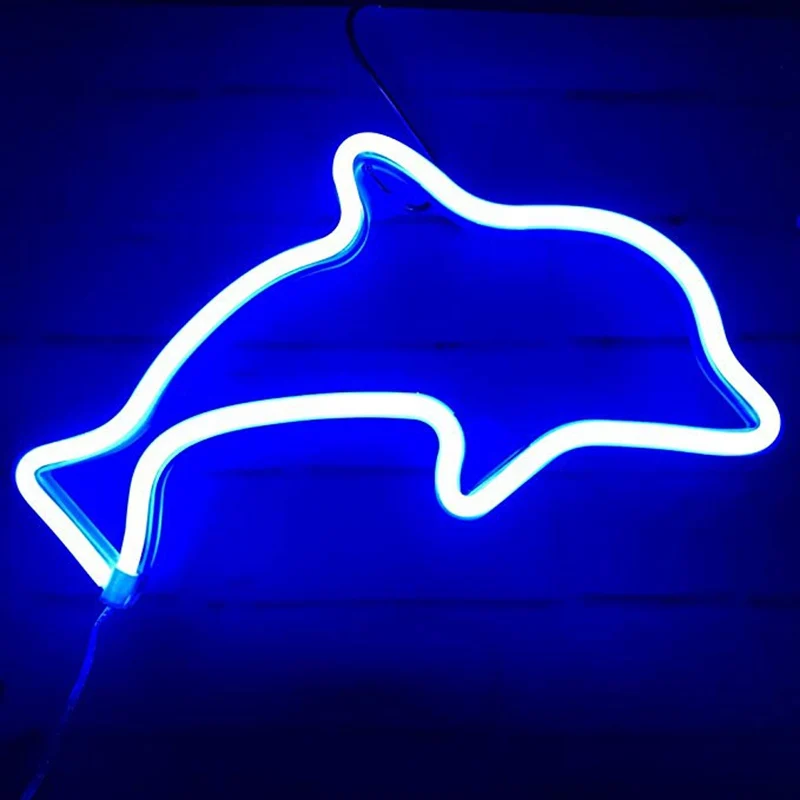 Creative Dolphin Shape LED Night Light Wall Hanging Small Neon Lamp for Bedroom Study Kids Birthday Christmas Gift Home Decor (3)