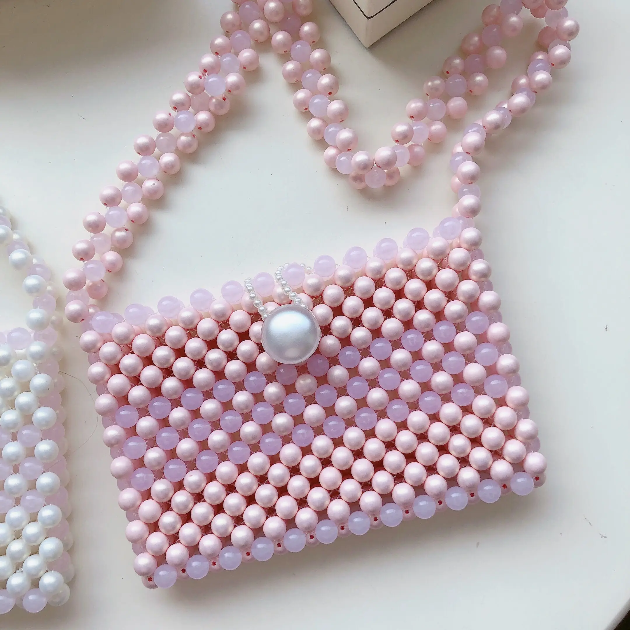 

INS Pearls Bag Beaded Shoulder Bag Phone Pouch Women Vintage Retro Ladies Plastic Acrylic Bag Summer Spring Luxury Bag Wholesale