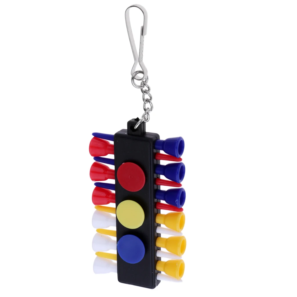 Portable Golf Tee Holder Caddy Keeper 12 Tees & 3 Ball Markers Set with Keychain Keyring Golf Accessory