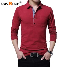Covrlge – Polo à manches longues en coton pour homme, t shirt décontracté de marque, couleur unie, grande taille 4XL 5XL, nouvelle collection printemps 2018, MTP043 