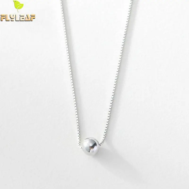 

Flyleaf 100% 925 Sterling Silver Minimalism Round Bead Pendant Necklaces For Women Fashion Party Jewelry