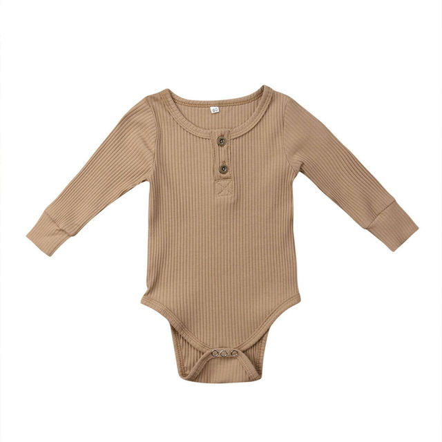 Brand New Newborn Infant Baby Girl Boy Ribbed Bodysuit  Ruffle One-Pieces Solid Jumpsuit Long Sleeve Outfits Spring Sunsuit