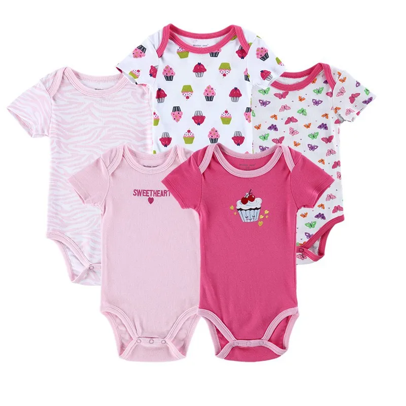Fashion 5 Pieceslot Infantil 100% Cotton Baby Bodysuit Short Sleeves Toddler Girls Boys Bodysuit Baby Boy Layette Baby Wear (6)