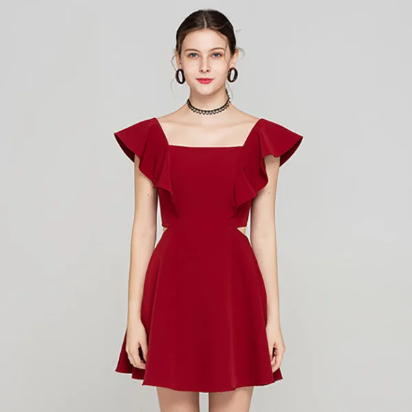 

Eightree Wine Red Party Banquet Bride Toast Party Dress Girls Quinceanera Dress Skirt Female Short Prom Dress Summer