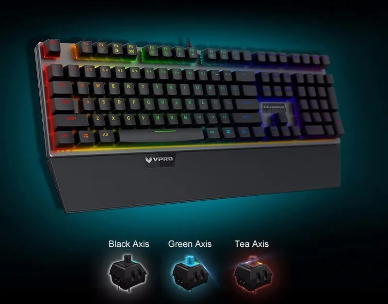 Rapoo V720 RGB подсветка Механическая игровая клавиатура 108 клавиш N-Key rolllover механический переключатель компьютерная игровая клавиатура