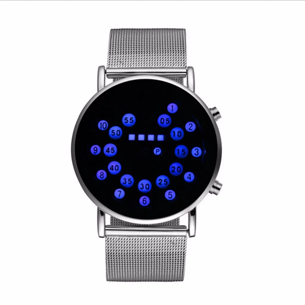 Случайная Мода Binary Horloge Mannen 2018 часы Мужские Цифровые Часы светодиодный из