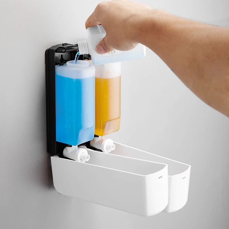 Liquid Soap Dispenser Wall Mounted 500ml Shower Gel Shampoo Dispenser Detergent Triple Hand Hotel Mall Kitchen Hand Soap Bottle