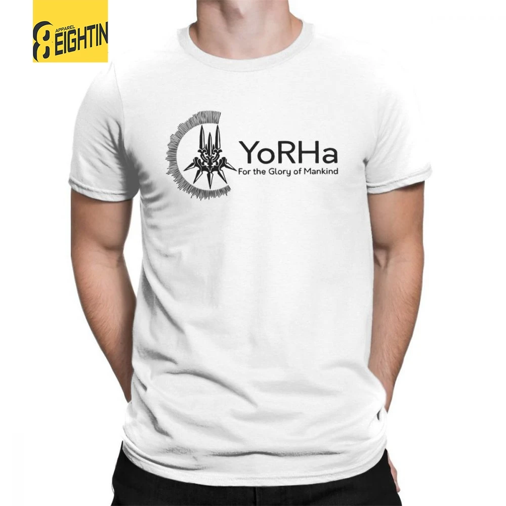 

NieR Automata Untitled T-Shirts for Men Short Sleeves Humor Tee Shirt Crew Neck Pure Cotton Clothes Hot Sale T Shirts