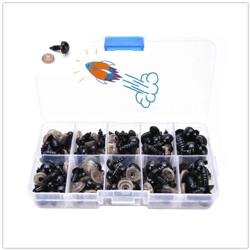 SUPVOX 100pcs Animal Craft Eyes Animal Brown Eyes Plug-in Style Glass Eye for Brown Teddy Doll Puppet Plush Animal Bear Making Scrapbooking 3-12mm