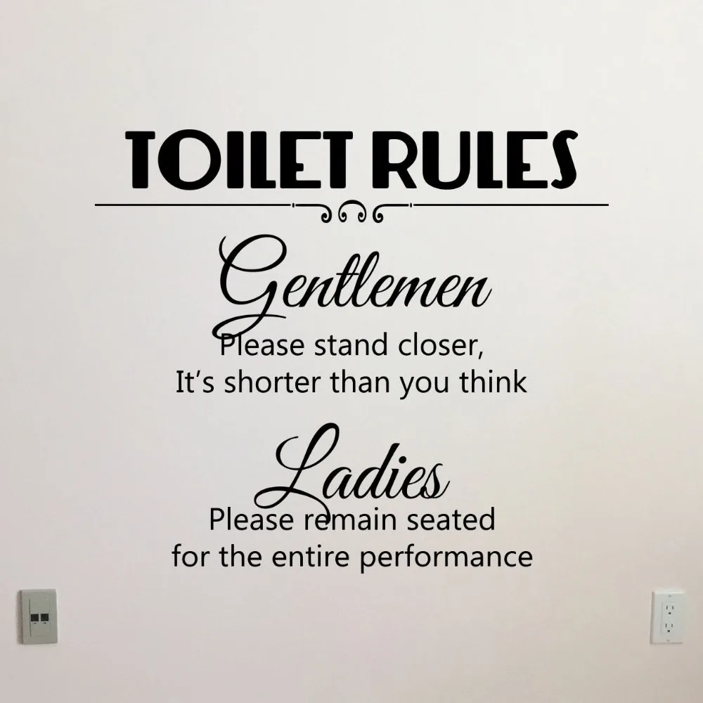 Toilet Rules Wall Decal Window Door Sign Quote Vinyl Wall Sticker Home
