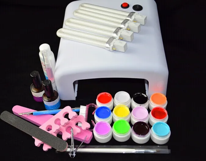 Базовый инструмент для нейл-арта 36 Вт УФ-лампа и 12 цветов УФ-гель для ногтей инструменты для маникюра