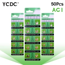 Cheap bateria 1.55v 50 pcs ag1 lr621 d364 sr621sw 364a alkaline batteries button cell coin watch batteries piles pile montre