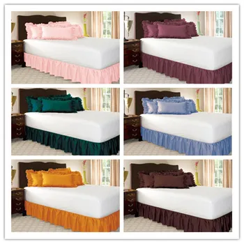 

Home Hotel Polyester Solid Elastic Bed Skirt Without Bed Surface Bed Apron Decor Bedspread Lace Bed Skirt 150*200cm Five Sizes