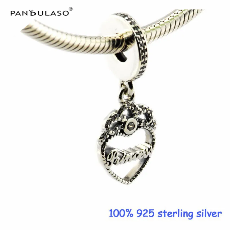 

Pandulaso Princess Crown Heart beads for jewelry making Authentic 925 Silver Jewelry Fits Original Bracelets for Woman
