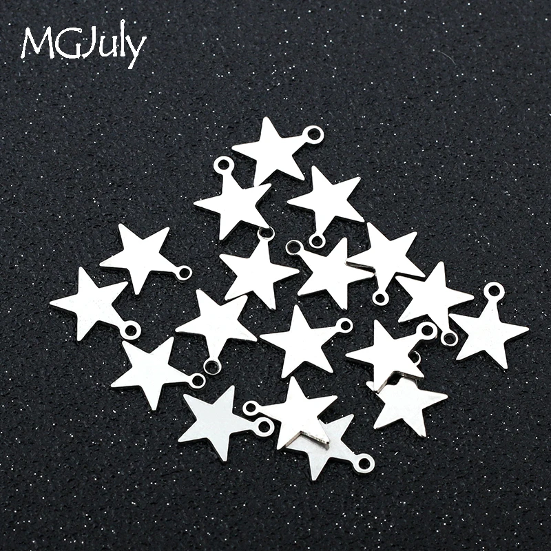 

20pc/Lot 9mm Jewelry Findings Pentagram Pendant Stainless Steel Stars Earring Accessories Bracelet Necklace Parts AC013