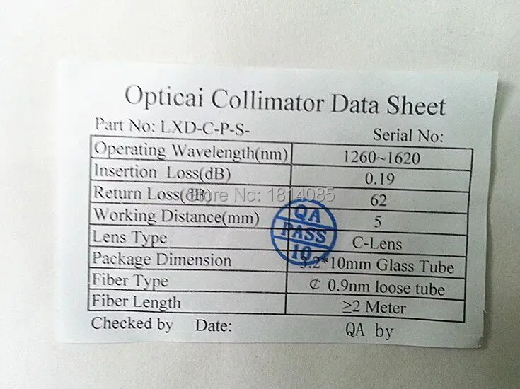 10 Pieces/Lot 0.9mm SM 1M Fiber Optic Single Core Collimator 3.2mm Gold Plated Tube Fiber Optic Collimator C-lens Collimator