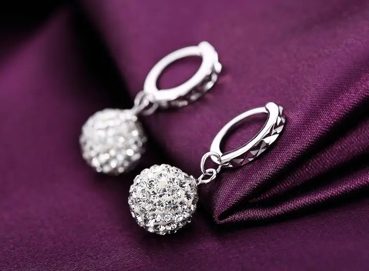 Серьги пусеты Shamballa из стерлингового серебра 925 пробы для вечеринок высокое