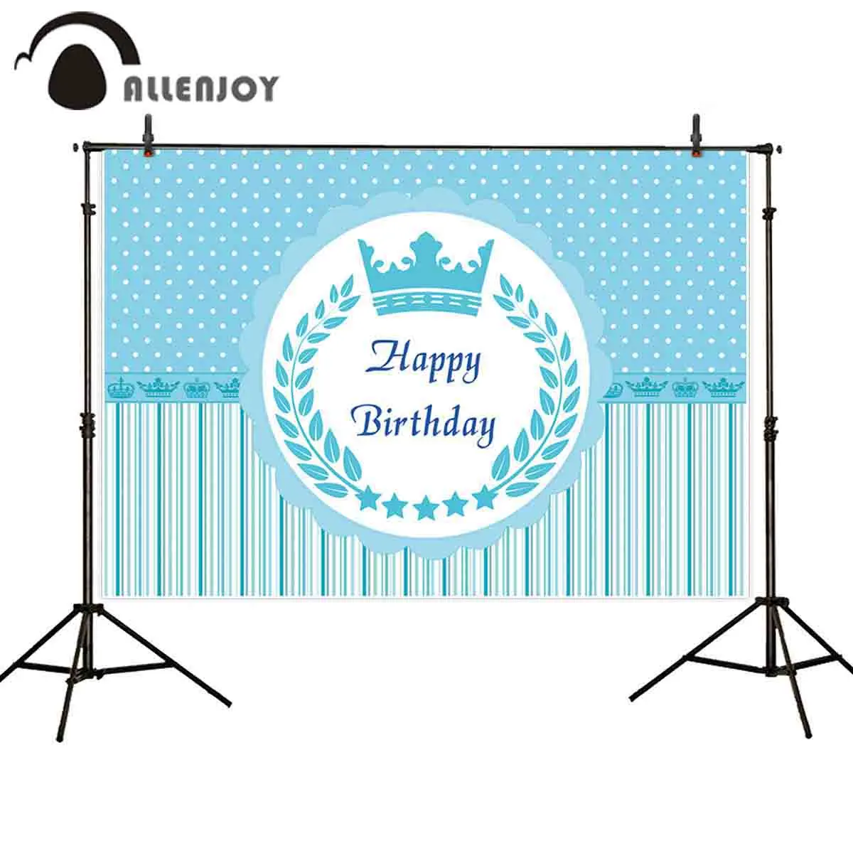 

Allenjoy backdrop photo shoots birthday crown blue dotty dots stripes background photophone photobooth fotografia photozone