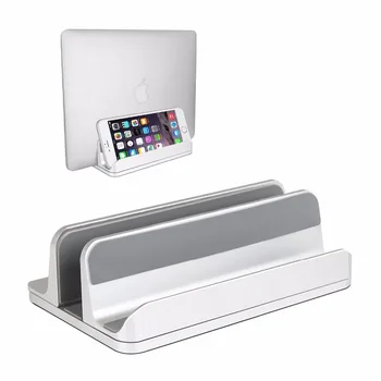 

2 In 1 Aluminum Alloy Firm Bracket Laptop Stand for Macbook Air Pro Retina Vertical Base Notebook Stand for HP iPhone Tablet PC