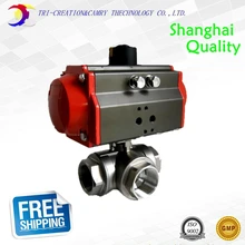 " DN50 Пневматический шаровой клапан с резьбой, 3 way 316 резьбовое/охватывающая деталь из нержавеющей стали мяч valve_double действия при T port шаровой клапан