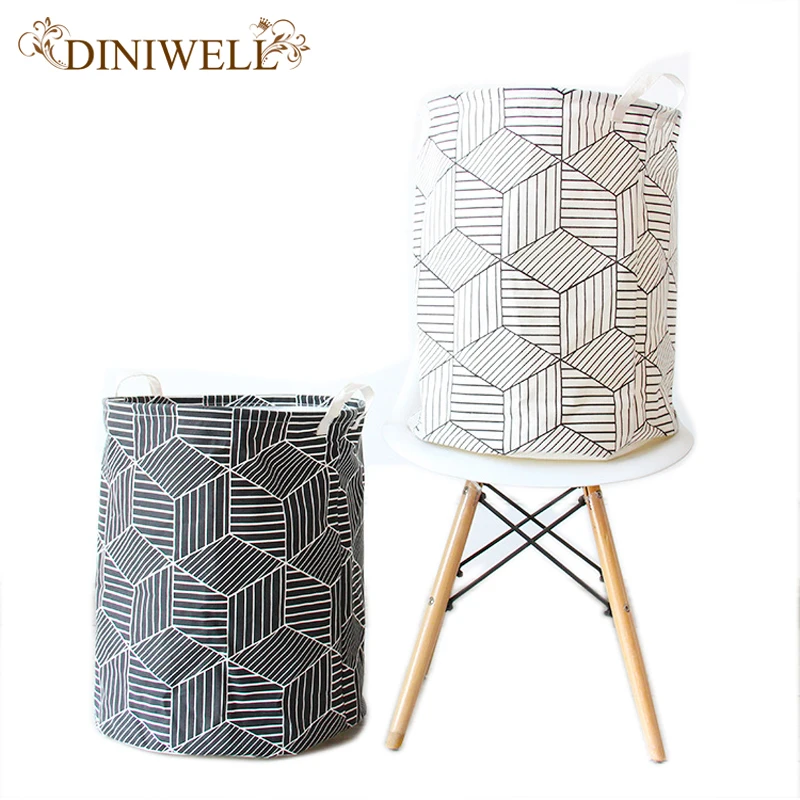 DINIWELL Round Laundry Hampers Basket Collapsible Linen Canvas Storage