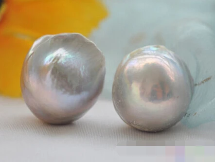 

hot sell new - free shipping 12759 GRAY ALMOST ROUND KESHI REBORN PEARL STUD EARRING