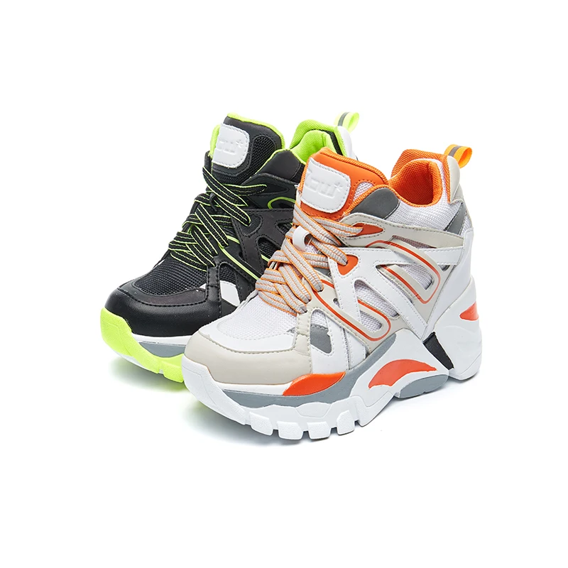 

SWYIVY PU Chunky Woman Sneakers Platform Casual Shoes Women 2019 New Autumn High Heel Wedges Shoes For Women Smeakers Shallow
