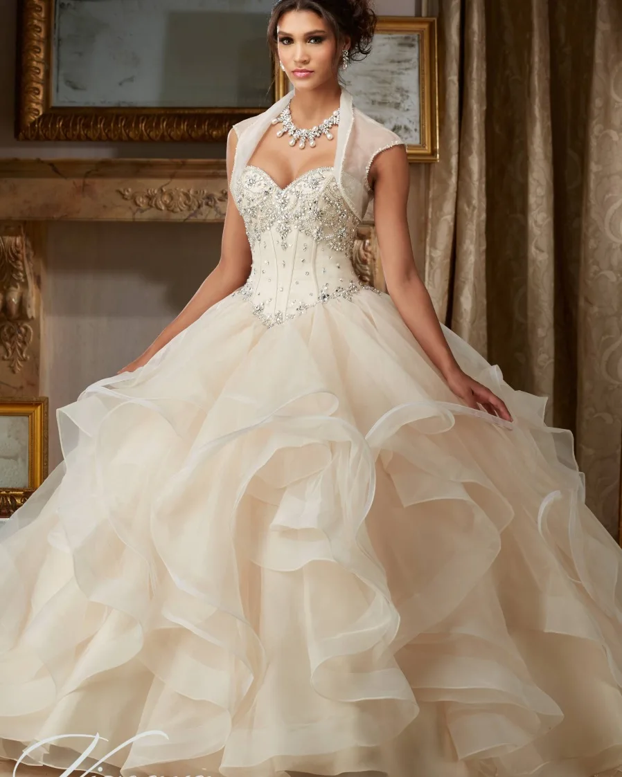 

Champagne Beaded Cheap 2 Piece Quinceanera Dresses 2017 Spaghetti Strap Ball Gown Evening Dress Debutante Gowns Sweet 16 Dress